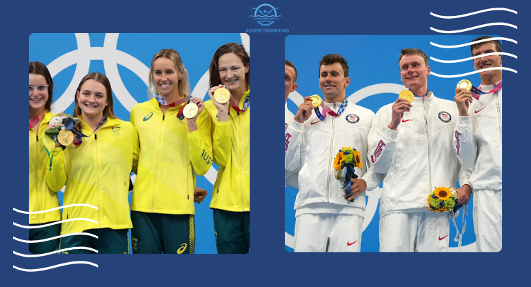 Tokyo 2020 Olympics male and female medalist swimmer